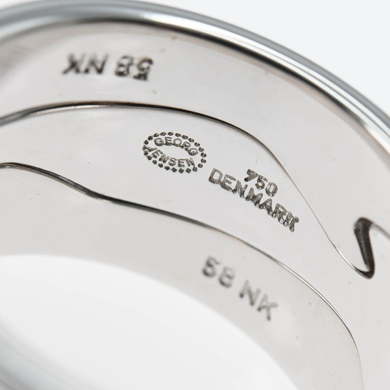 仕上済 GEORG JENSEN ジョージジェンセン フュージョンリング 指輪 #58 750 ダイヤ サファイア 約17.5~18号 約19g ジュエリー eco357