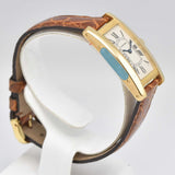 腕時計 稼働 Cartier カルティエ タンクアメリカン クォーツ 18K 1710 白色文字盤 H18353