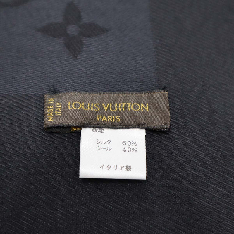 LOUIS VUITTON ルイヴィトン M74752 大判ストール 140cm モノグラム アントラシット ショール シルク ウール 黒 箱 ok1068