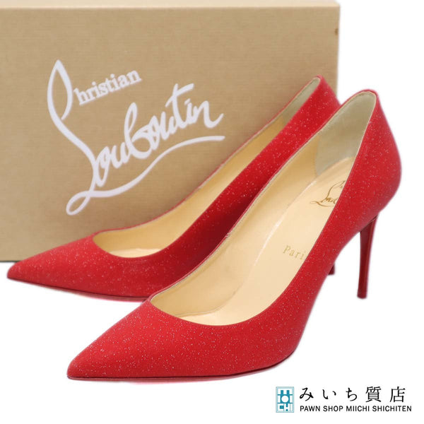 Christian Louboutin クリスチャン ルブタン ヒール パンプス 靴 37サイズ KATE85 レッド ラメ 箱有 H20791