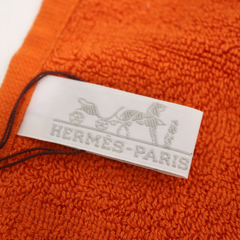 未使用 HERMES エルメス ミニタオル ハンカチ オレンジ コットン 箱有 25k627-15