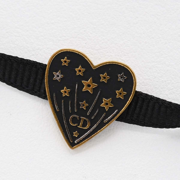 Christian Dior クリスチャンディオール ハート チョーカー ネックレス ブラック×ゴールドカラー アクセサリー レディース H9347