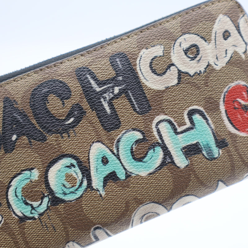 COACH コーチ 長財布 ミント サーフ ロゴプリント ロング ジップ アラウンド ウォレット シグネチャー ブラウン H20463