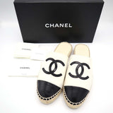 CHANEL シャネル エスパドリーユ サンダル G33553 ココマーク アイボリー/ブラック サイズ37 23.5cm H18978