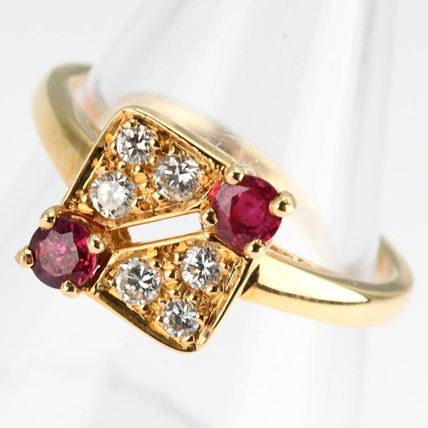 仕上済 Mauboussin モーブッサン ダイヤ ルビー リング 指輪 18kt ゴールド 約10.5号 約3.3g ジュエリー 箱有 H7126