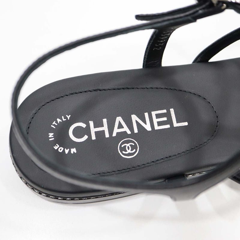 未使用品 CHANEL シャネル ココマーク ラインストーン サンダル G39932 サイズ38 25cm レディース 23k418-9