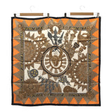 HERMES エルメス カレ90 L’OR DES CHEFS 首長達の金 シルク100％ ブラック系 オレンジ系 服飾小物 箱有 25s78-1