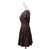PRADA プラダ ワンピース kiss リップ柄 2way ショートスリーブ オフショル 黒×赤 サイズ38 レディース 服 J40