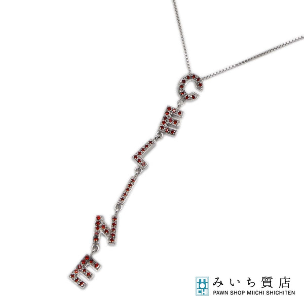 H20969 CELINE セリーヌ ネックレス ロゴ ラインストーン シルバーカラー 約7g アクセサリー H20969