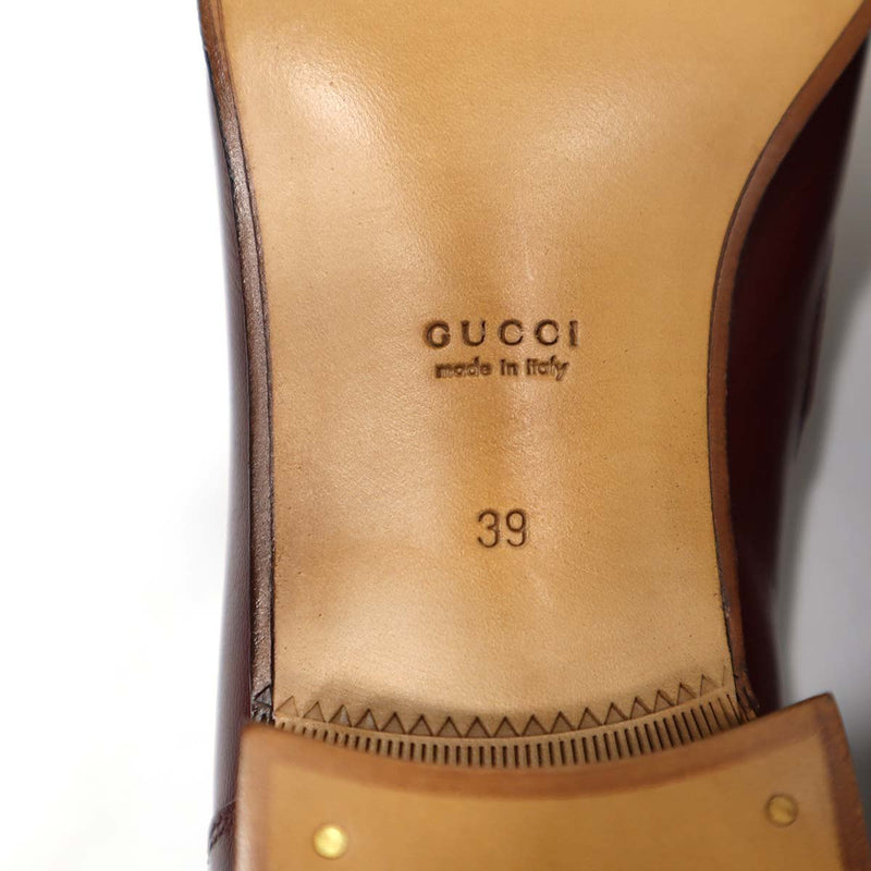 GUCCI グッチ 靴 パンプス 660819 ホースビット シェリーライン サイズ 39 26.0 ブラウン レザー ローファー H9569