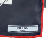 PRADA プラダ スカーフ 90 ロゴ 総柄 シルク100％ 服飾小物 箱あり H21958