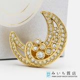 Christian Dior ディオール ブローチ 月 ラインストーン 約9.8g アクセサリー 箱有 H10469-2