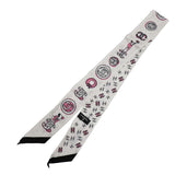 CHANEL シャネル ツイリー 犬 ドッグ柄 ココマーク スカーフ シルク100％ ホワイト×ピンク 箱 M4294