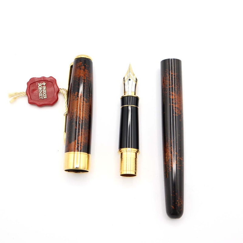 PARKER パーカー 万年筆 ソネット ビゾンフォンセ 純正漆 ペン先18K/750 字幅 F  インク ケース付 筆記未確認 H1030