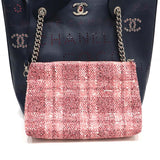 CHANEL シャネル パンチング ココマーク レザー チェーン トートバッグ AS0487 ネイビー ポーチ付き 袋ギャラあり H19403