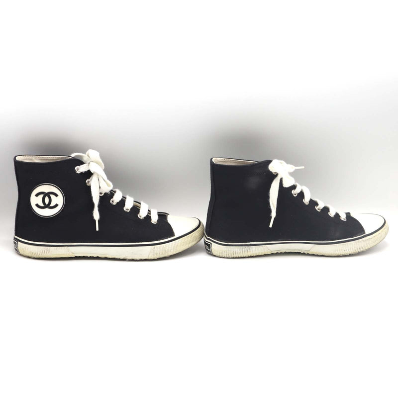 CHANEL シャネル ハイカットスニーカー 37 約23.5cm キャンバス ココマーク 靴 レディース H19647