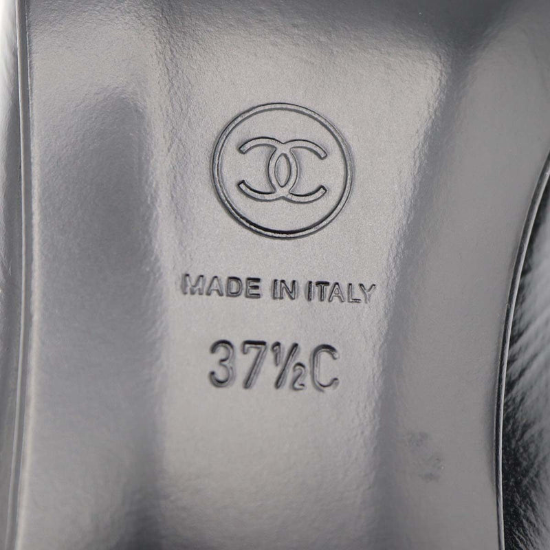 未使用品 CHANEL シャネル G45568 ココマーク チェーン ローファー 靴 ブラック ゴールド金具 サイズ37 1/2 24.5cm H18917