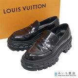LOUIS VUITTON ルイヴィトン LV MA1223 レコードラインローファー シューズ 36 1/2 約23.5cm ブラック 箱 26k541-2