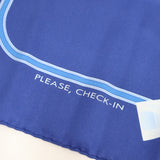 HERMES エルメス カレ70 PLASE,CHECK-IN プリーズ チェックイン スカーフ シルク100 ブルー H22785