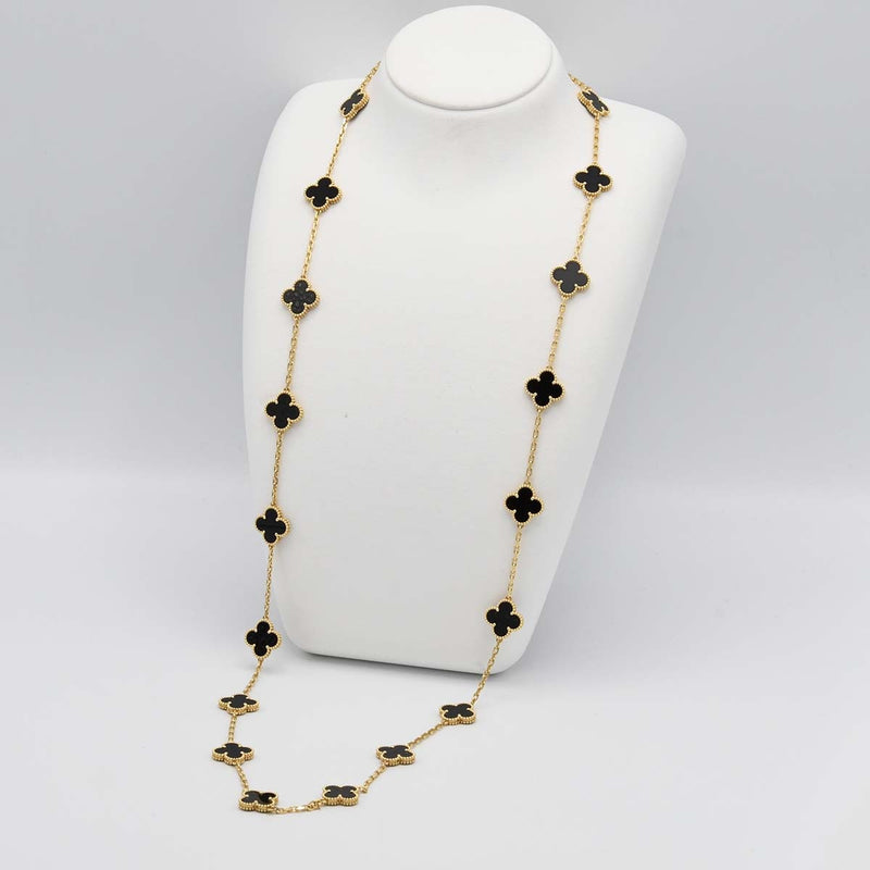 仕上済 VanCleef&Arpels ヴァンクリーフ アーペル ネックレス アルハンブラ オニキス 20モチーフ 750 45.9g アクセサリー 箱保有 25k163-1