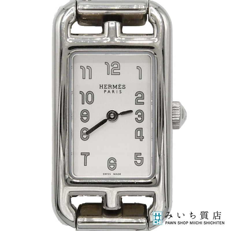 腕時計 稼働 HERMES エルメス NA2.110 ナンタケット クォーツ シルバー色文字盤 25k645-3