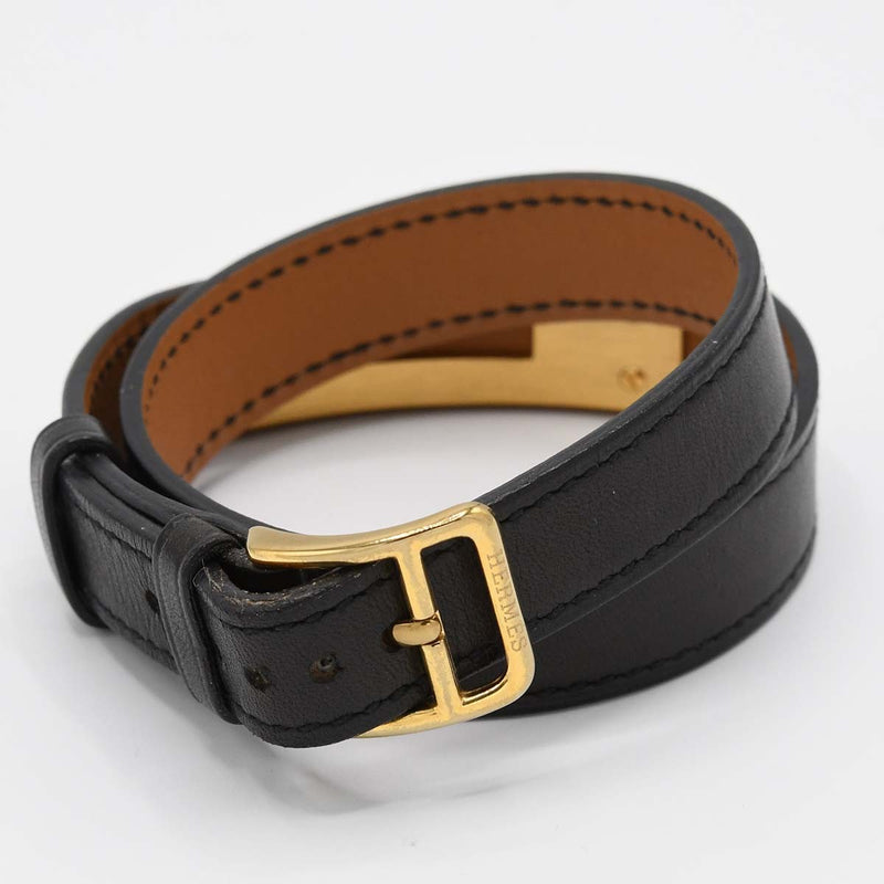 HERMES エルメス ブレスレット ケリー ドゥブルトゥール □F刻印 レザー ブラック アクセサリー レディース H18987