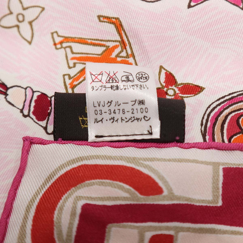 ルイヴィトン　スカーフ　ストール LOUIS VUITTON ルイヴィトン スカーフ ストール ピンク シルク