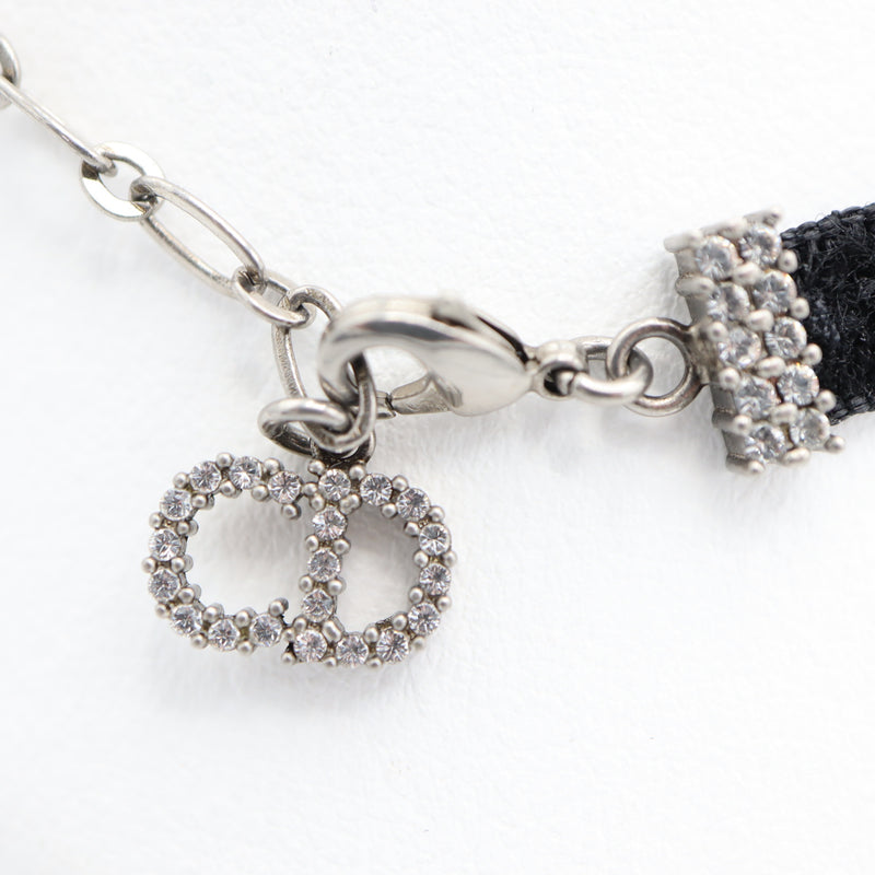 Christian Dior ディオール チョーカー DIOR ラインストーン ベロア 黒系 レディース 箱有 yo649