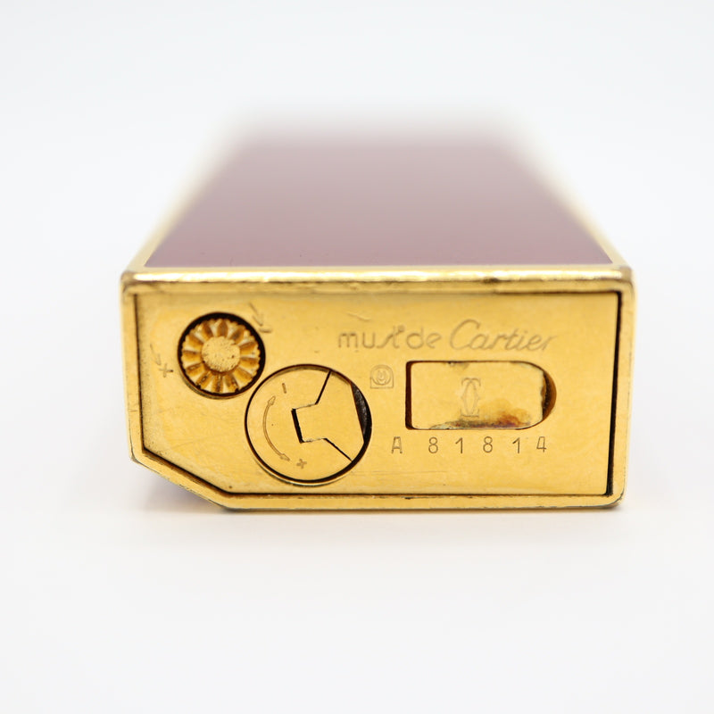 Cartier カルティエ  must de Cartier ガスライター 喫煙具 ヴィンテージ 着火未確認 ボルドー 箱・石あり M4306