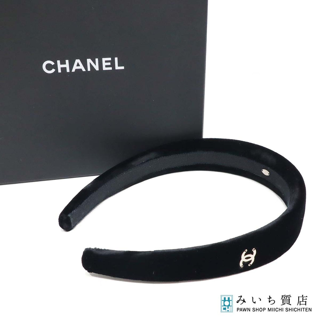 CHANEL シャネル カチューシャ ベロア AA8558 ココマーク 22B ブラック