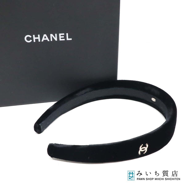 CHANEL シャネル カチューシャ ベロア AA8558 ココマーク 22B ブラック