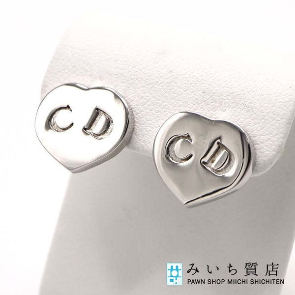 Christian Dior ディオール ピアス CDロゴ ハート シルバーカラー 約3.9g アクセサリー H8577