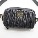 miumiu ミュウミュウ MATELASSE マテラッセ ウエストポーチ ボディバッグ 34/85 鞄 レザー ブラック レディース 保存袋 H20523