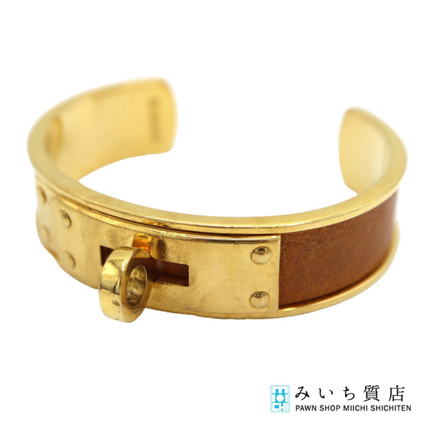 HERMES エルメス ブレスレット ケリーバングル ブラウン系 ゴールドカラー アクセサリー M724-1