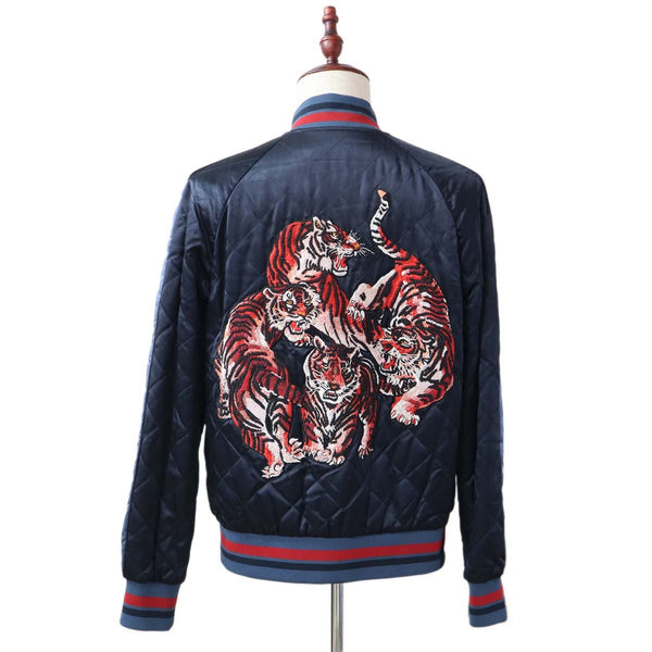 VALENTINO ヴァレンティノ ジャケット サイズ48 スタジャン キルティング 虎 ネイビー アウター 服 25s179-6