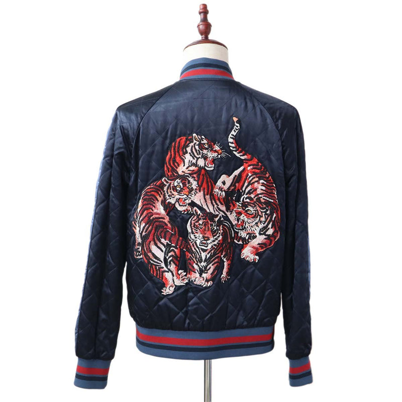 VALENTINO ヴァレンティノ ジャケット サイズ48 スタジャン キルティング 虎 ネイビー アウター 服 25s179-6