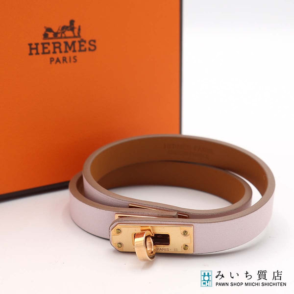 HERMES エルメス ミニケリー ケリーブレス ドゥブルトゥール B刻印 ピンク系 アクセサリー 箱袋有 H20122