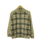 BURBERRY LONDON バーバリー ロンドン ジップアップニット ベージュ チェック Mサイズ レディース ok360-26