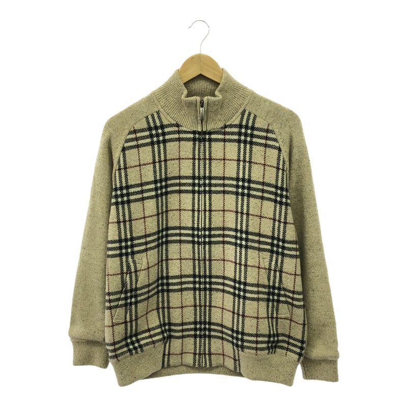 BURBERRY LONDON バーバリー ロンドン ジップアップニット ベージュ チェック Mサイズ レディース ok360-26