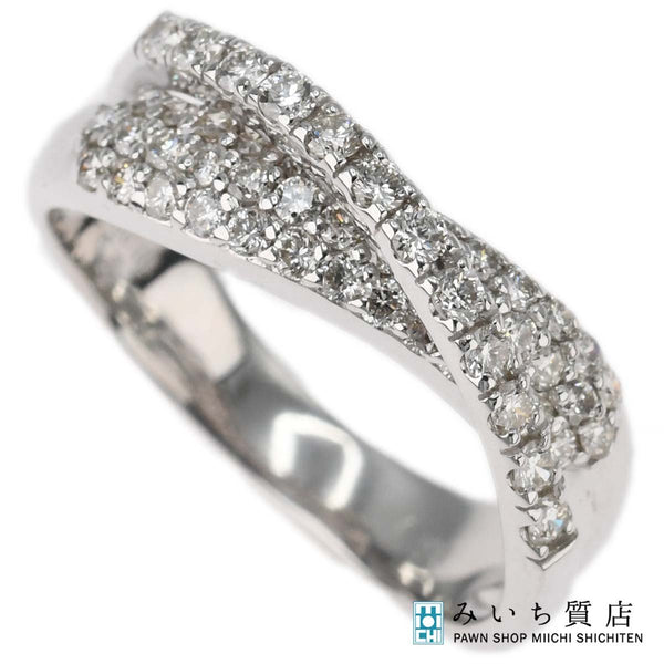 仕上済 Ponte Vecchio ポンテヴェキオ PV リング 約7.5号 K18WG D0.5 4.2g ジュエリー 24k156-11