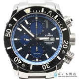 稼働 腕時計 EDOX エドックス CHRONOFFSHORE-1 クロノオフショア1 No.01114 自動巻 クロノグラフ 青色文字盤 箱・付属品有 M4320