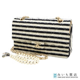 CHANEL シャネル ココセーラー マトラッセ 19番台 ボーダー ショルダーバッグ Wフラップ パールストラップ・袋有 H15814