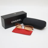 CHANEL シャネル サングラス 4003 c116/74 57□19 ココマーク リムレス 度なし 眼鏡 メガネ オレンジ系 ケース・箱 H25199