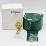 腕時計 稼働 LONGINES ロンジン L1 615 2 クォーツ ゴールド色文字盤 2026.5電池交換済 箱 H4428