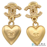 CHANEL シャネル イヤリング ハート ラインストーン ココマーク 02 P 12.1g ゴールドカラー アクセサリー 箱 H22871