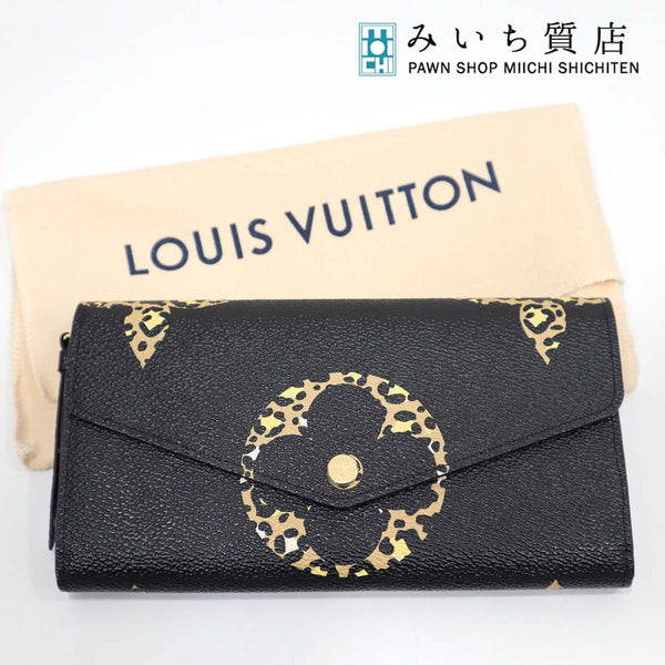 美品 LV 財布 モノグラムジャングル ポルトフォイユ・サラ M67875 ノワール 長財布 ルイヴィトン LOUIS VUITTON yo169