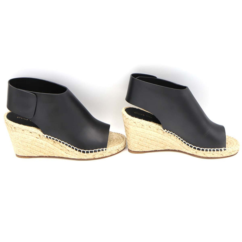 未使用品 CELINE セリーヌ エスパドリーユ ウェッジソール サンダル ブラック レザー サイズ37 24㎝ H18959