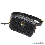 miumiu ミュウミュウ MATELASSE マテラッセ ウエストポーチ ボディバッグ 34/85 鞄 レザー ブラック レディース 保存袋 H20523