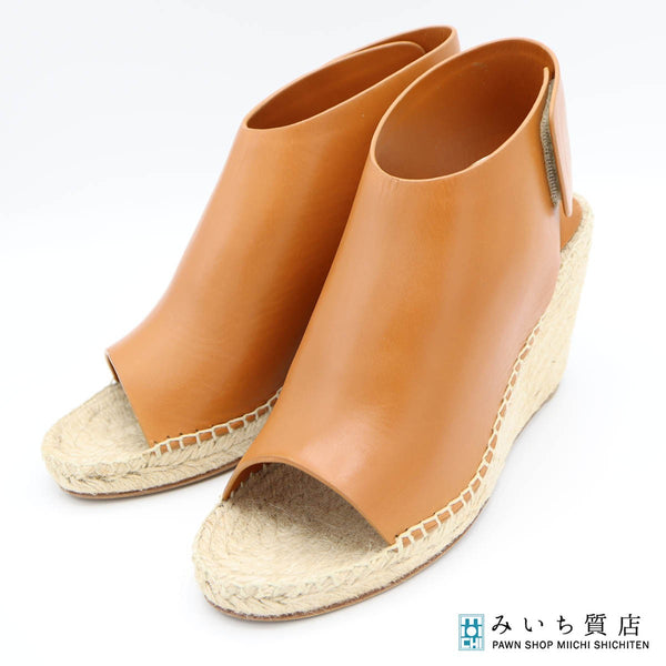 CELINE セリーヌ エスパドリーユ ウェッジソール サンダル ブラウン系 レザー サイズ37 レディース H20098