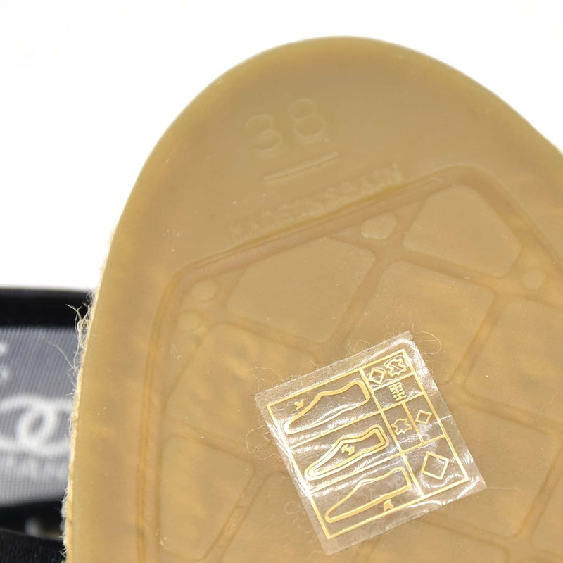 美品 シャネル エスパドリーユ ココマーク フラットシューズ メッシュ ブラック 38 CHANEL 靴 サンダル G34673 21k451-2